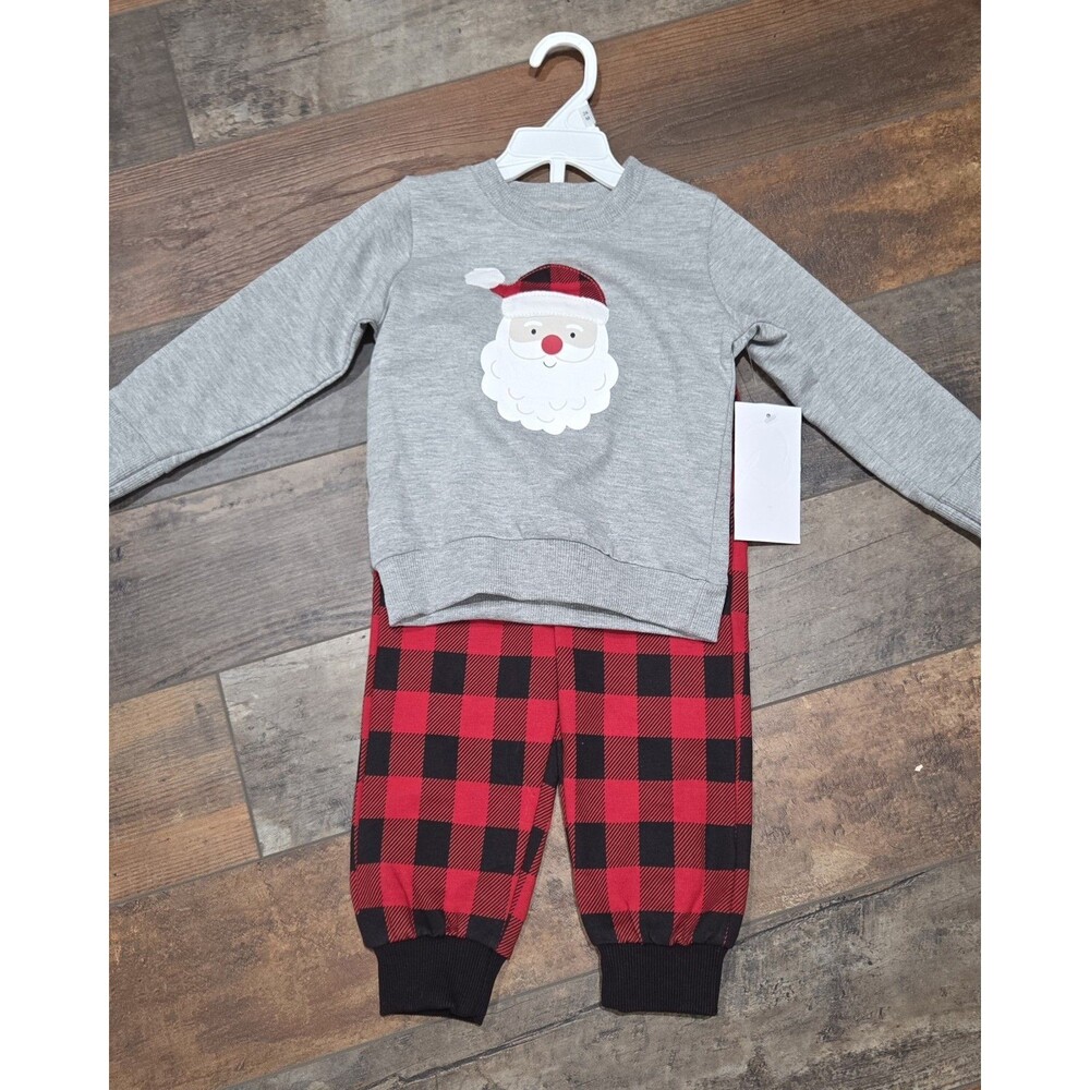 Planet Cotton Santa Plaid Two Piece Outfit Size 12M New With Tags. B9/10
